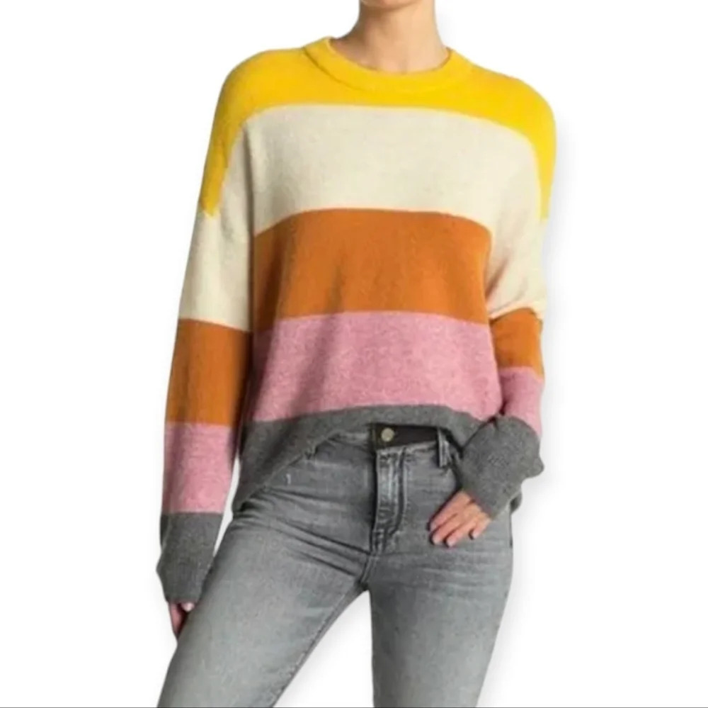 Madewell Crofton Wool and Alpaca Blend Stripe Knit Sweater Oversize XXS